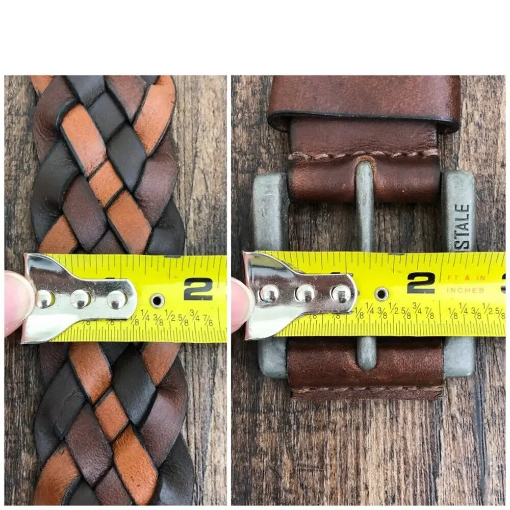 Aeropostale Y2K Wide Woven Leather Belt Rugged Durable Mens Size Medium Brown